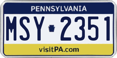 PA license plate MSY2351