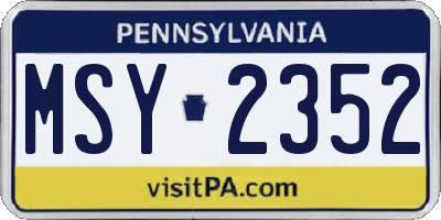 PA license plate MSY2352