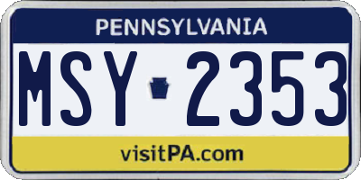 PA license plate MSY2353