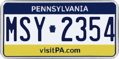 PA license plate MSY2354
