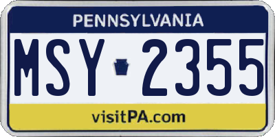 PA license plate MSY2355