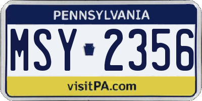PA license plate MSY2356