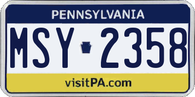 PA license plate MSY2358