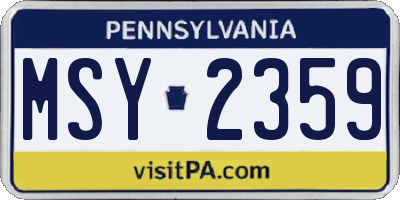 PA license plate MSY2359