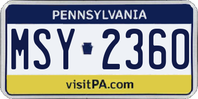 PA license plate MSY2360