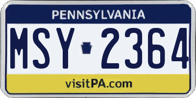 PA license plate MSY2364