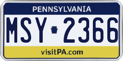 PA license plate MSY2366