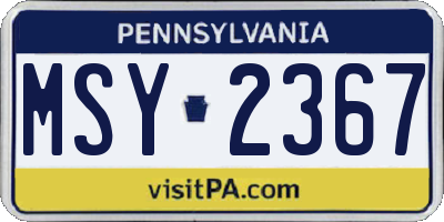 PA license plate MSY2367