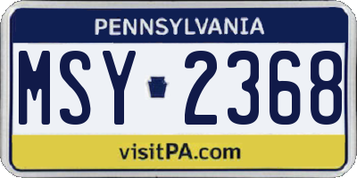 PA license plate MSY2368
