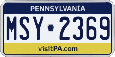 PA license plate MSY2369