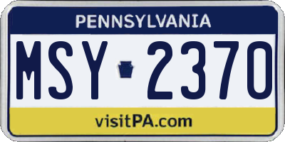 PA license plate MSY2370