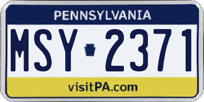 PA license plate MSY2371