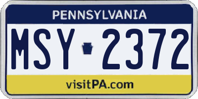 PA license plate MSY2372