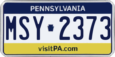 PA license plate MSY2373