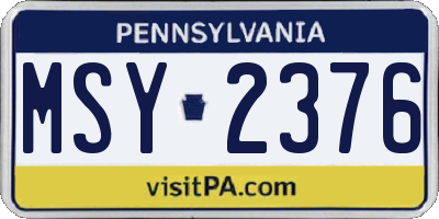 PA license plate MSY2376