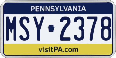 PA license plate MSY2378