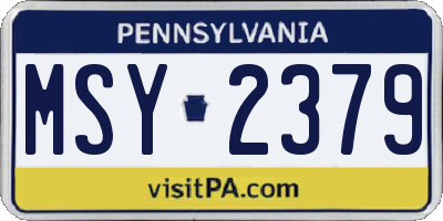 PA license plate MSY2379