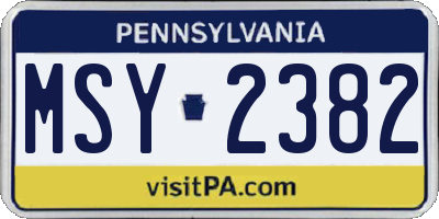 PA license plate MSY2382