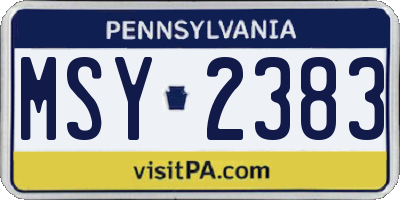 PA license plate MSY2383