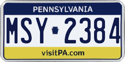 PA license plate MSY2384