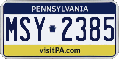 PA license plate MSY2385