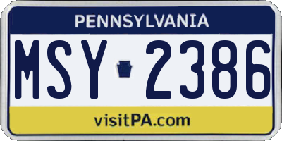 PA license plate MSY2386