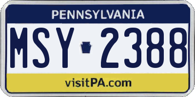 PA license plate MSY2388