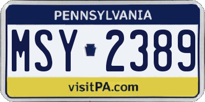 PA license plate MSY2389