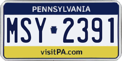 PA license plate MSY2391
