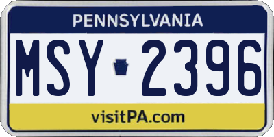 PA license plate MSY2396