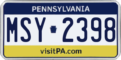 PA license plate MSY2398