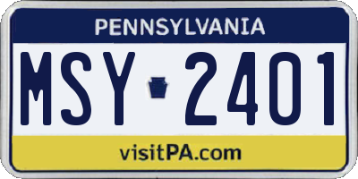 PA license plate MSY2401