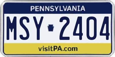 PA license plate MSY2404