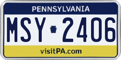 PA license plate MSY2406