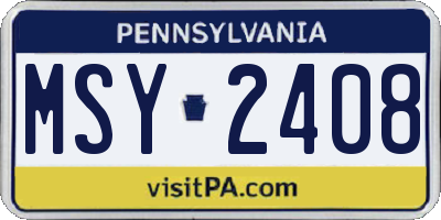 PA license plate MSY2408