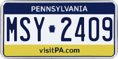 PA license plate MSY2409
