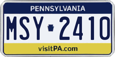 PA license plate MSY2410