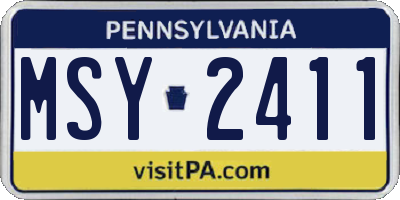 PA license plate MSY2411