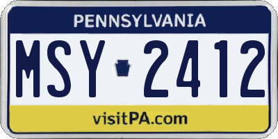 PA license plate MSY2412