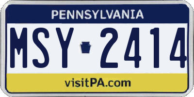 PA license plate MSY2414