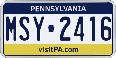PA license plate MSY2416