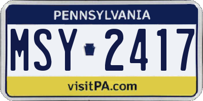 PA license plate MSY2417