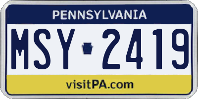 PA license plate MSY2419