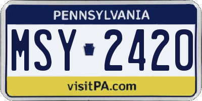 PA license plate MSY2420