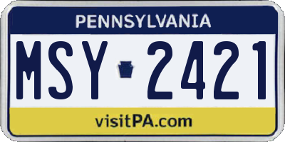 PA license plate MSY2421