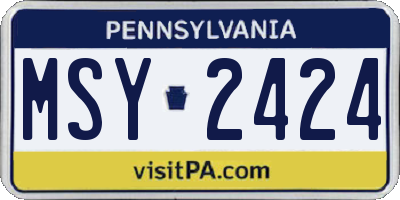 PA license plate MSY2424