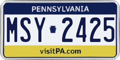 PA license plate MSY2425