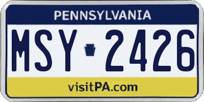 PA license plate MSY2426