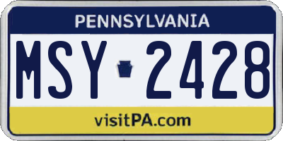 PA license plate MSY2428