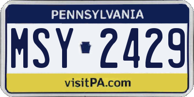 PA license plate MSY2429